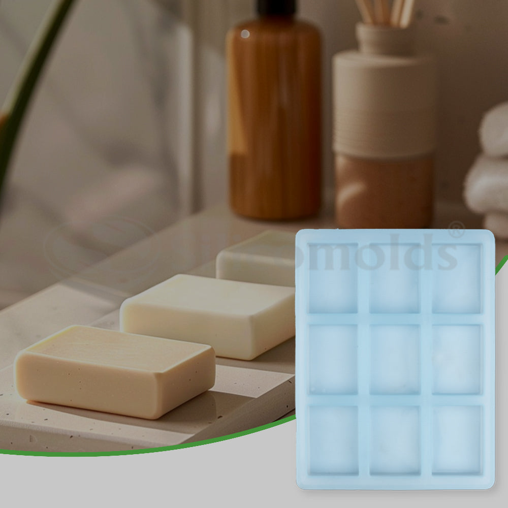 SILICOMOLDS - 75gms - Rectangle Shape - 9 Cavities Silicone Soap Mold-URP002SM